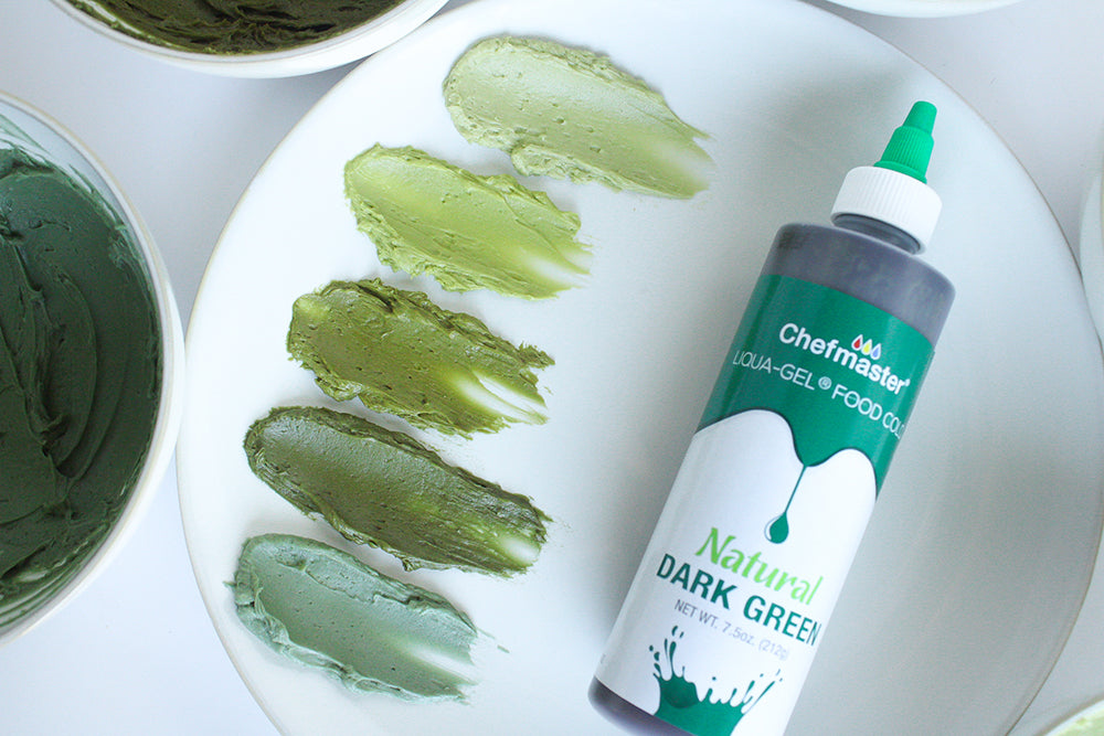 HOW TO MAKE BEAUTIFUL GREEN BUTTERCREAM SHADES USING CHEFMASTER NATURAL GREEN FOOD COLORING