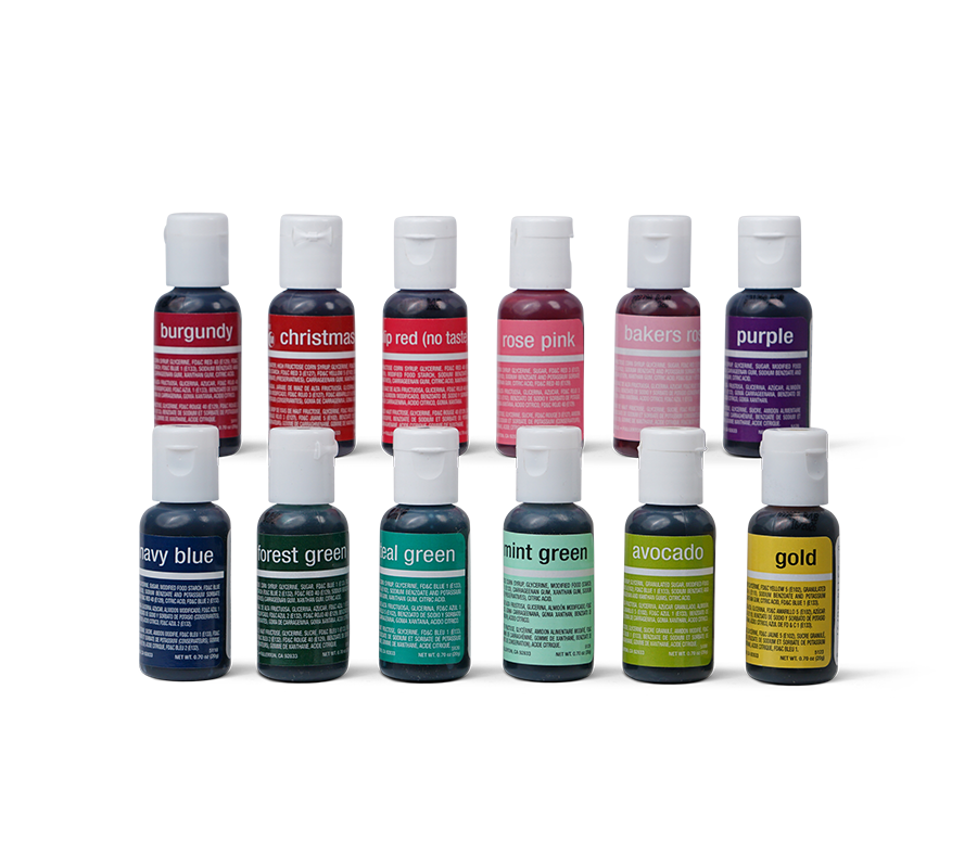 12-color Kit Liqua-Gel® Liquid Food Coloring (20 ml bottles) - Version C