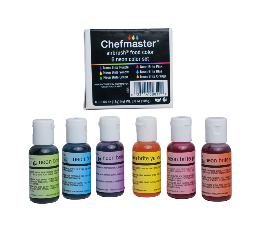 6-color Kit Airbrush Color (20 ml bottles) - Neon