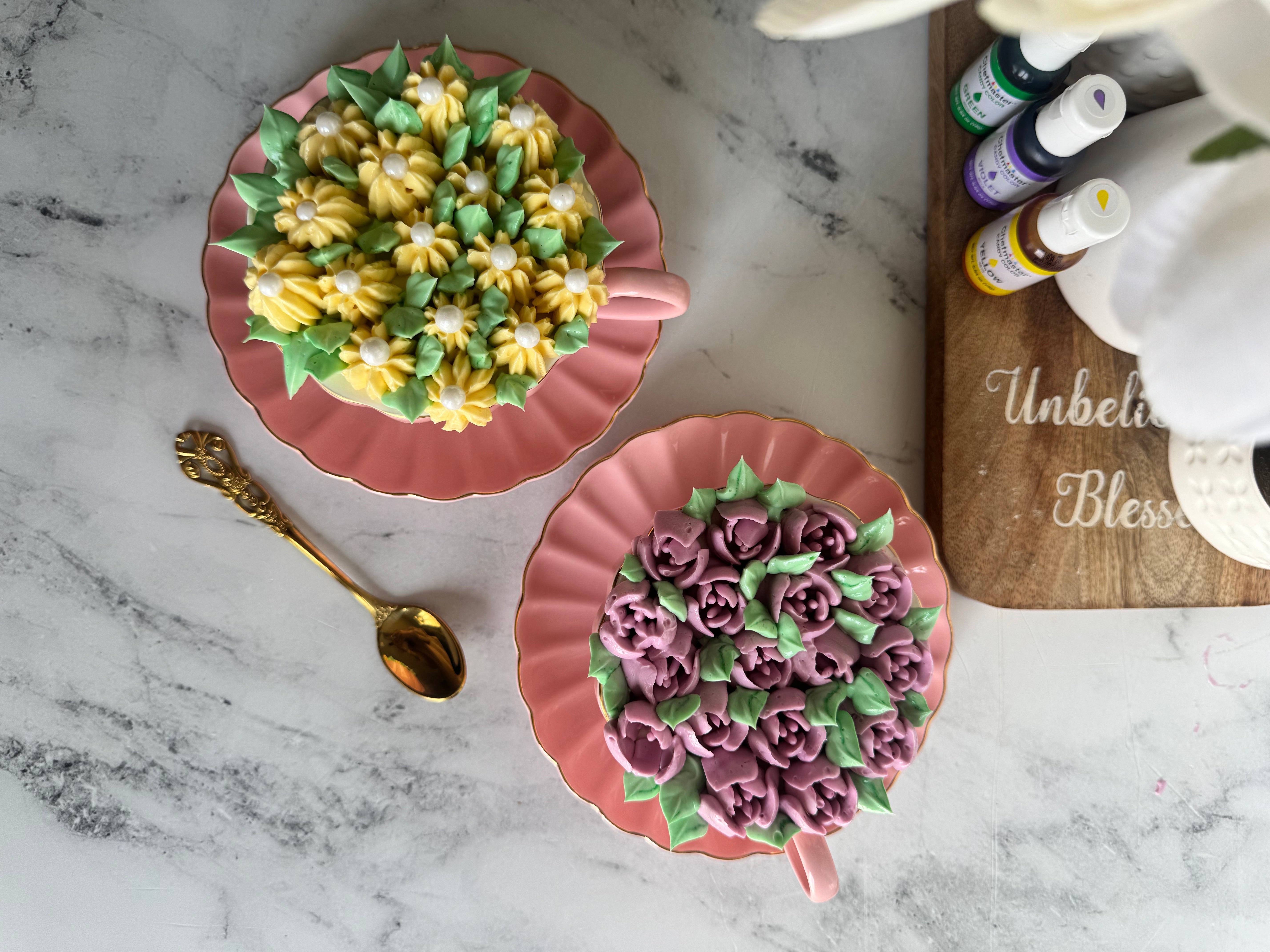 CREATE ELEGANT FLORAL TEACUP CAKES WITH SWISS MERINGUE BUTTERCREAM