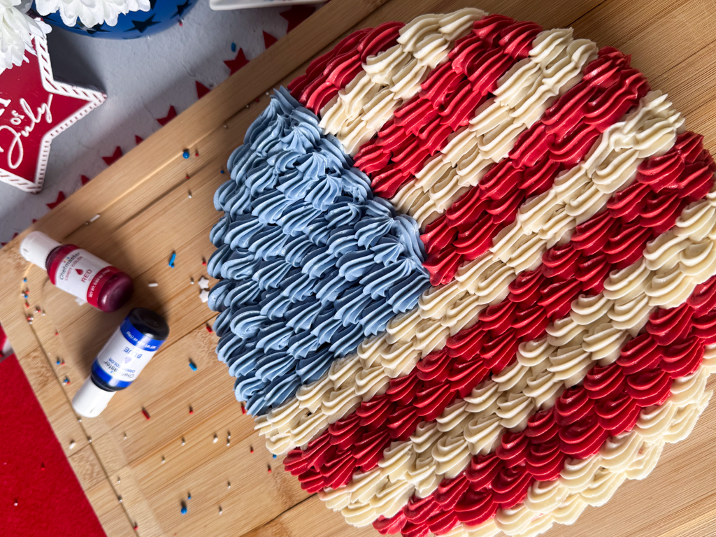 PATRIOTIC CHOCOLATE CHIP COOKIE CAKE