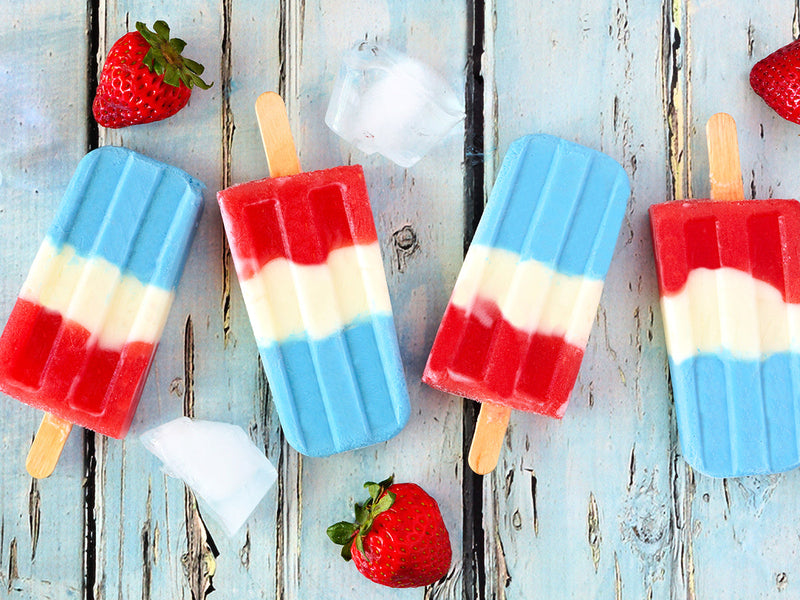 PATRIOTIC FRUIT ICE-CREAM POPS