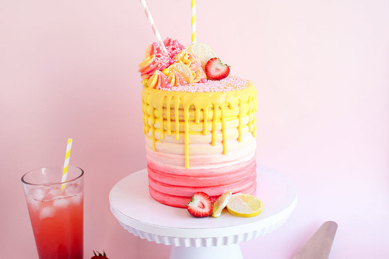 REFRESHING STRAWBERRY LEMONADE CAKE WITH LIMONCELLO DRIP