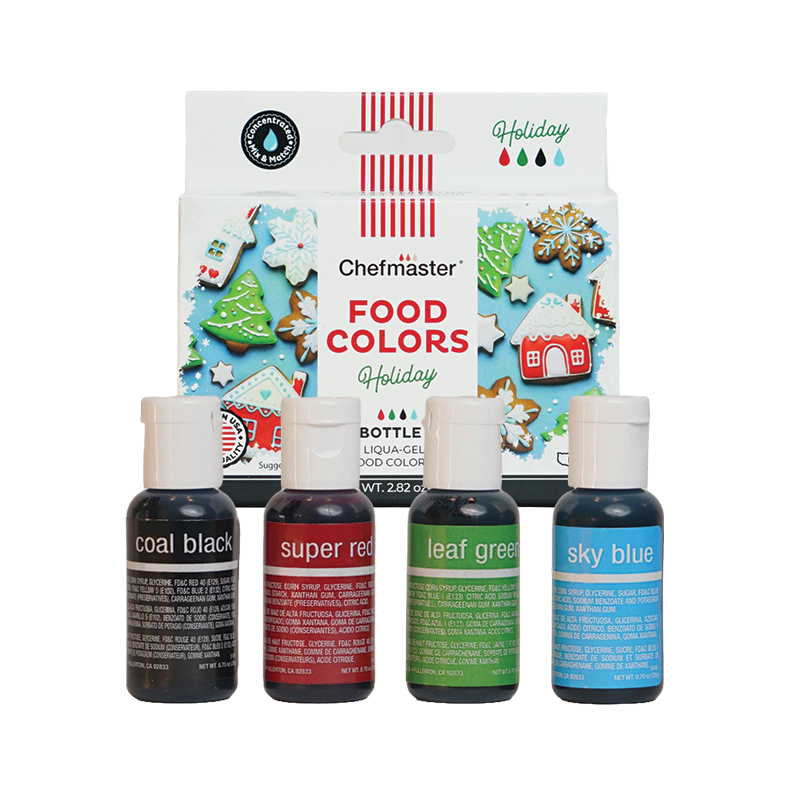 Holiday Liqua-gel® Food Coloring Kit (20ml bottles) - 4-color kit