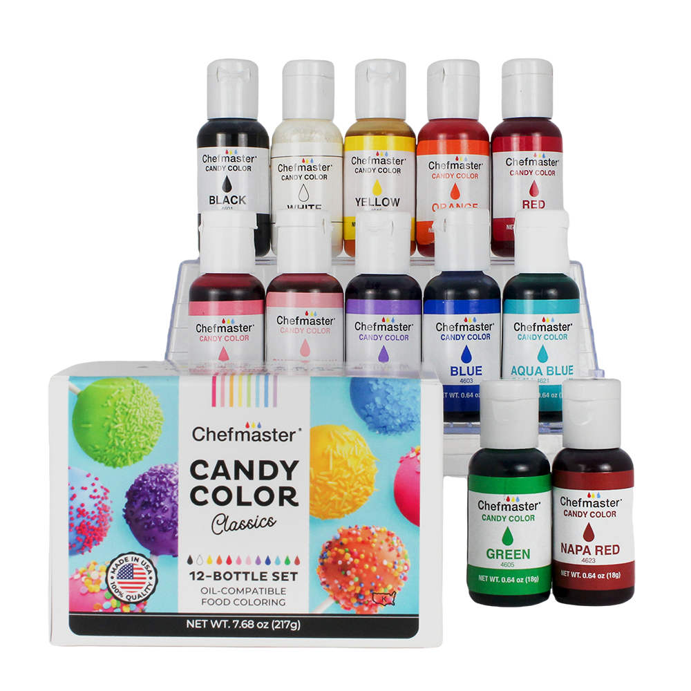 12-count Candy Color Kit (0.64oz bottles) — Oil Based Food Coloring ...