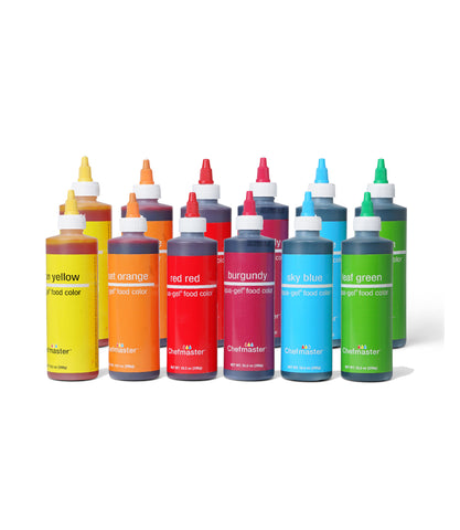 6-color/12-bottle Kit Liqua-Gel® Liquid Food Coloring (10.5 oz bottles) - Cottage Baker