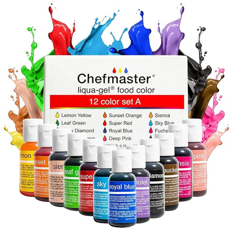 12-color Kit Liqua-Gel® Liquid Food Coloring (20 ml bottles) - Version A