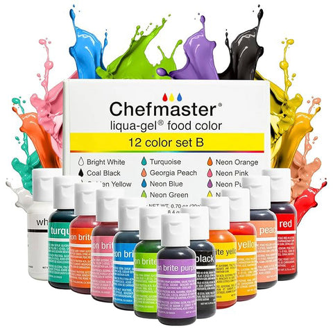 12-color Kit Liqua-Gel® Liquid Food Coloring (20 ml bottles) - Version B
