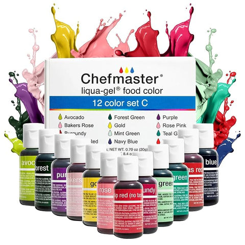 12-color Kit Liqua-Gel® Liquid Food Coloring (20 ml bottles) - Version C