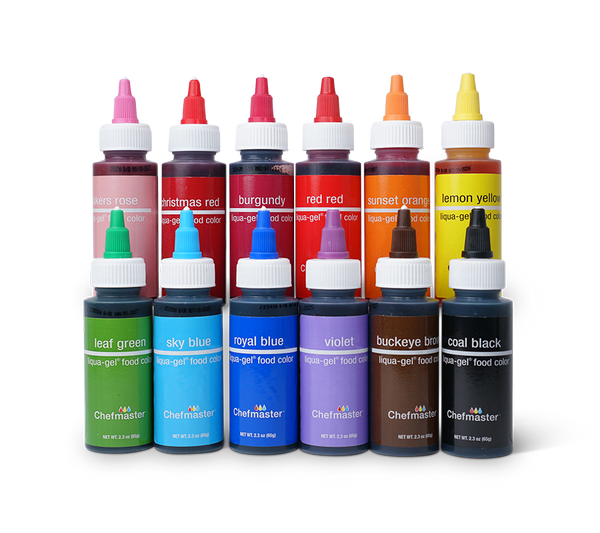 12-color Kit Liqua-Gel® Liquid Food Coloring (2.3 oz bottles) - Hobby Baker