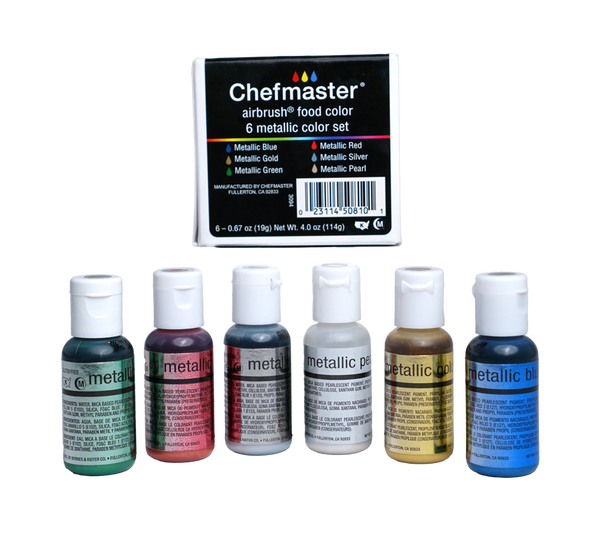 Chefmaster®  Airbrush Metallic 6 Colors Kit 20ml –