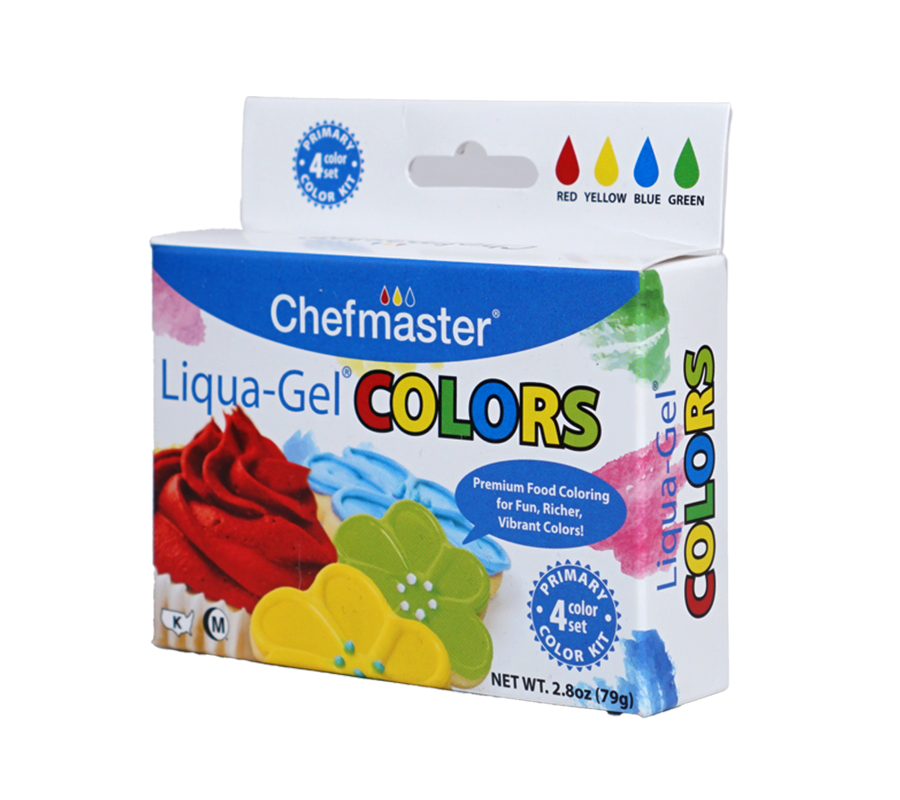 4-color Kit Liqua-Gel® Liquid Food Coloring (20 ml bottles) - Primary Retail Kit