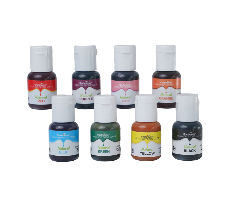 8-color Kit Natural Liqua-Gel® Liquid Food Coloring (10 ml bottles)